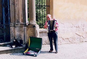 街角で演奏する音楽家